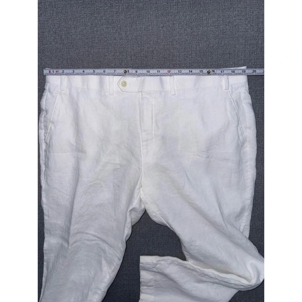 Ralph Lauren Black Label 39x28 Linen Pants White Flat Front Trousers Men